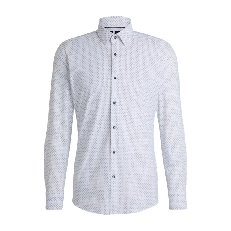 work shirt with pockets -Slim-fit shirt in printed performance-stretch material