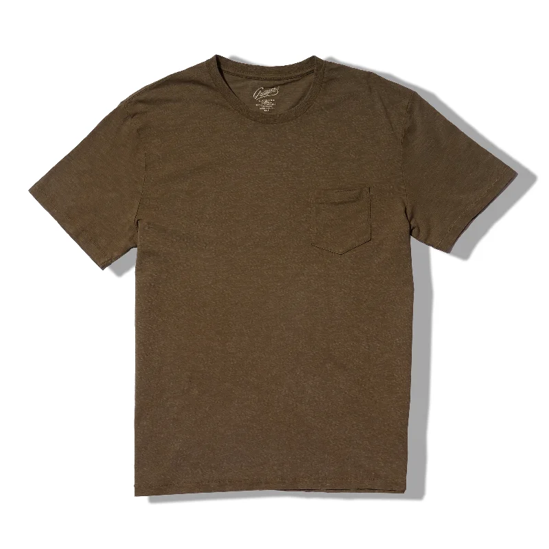 short sleeve graphic t-shirt for casual style -Sunwashed Pocket Tee - Military Olive