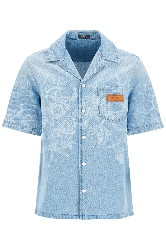 shirt for summer vacation -Versace Men's Barocco Sea blue Shirt