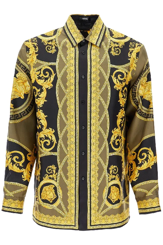 men’s plaid shirt -Versace Men's Barocco Silk Shirt