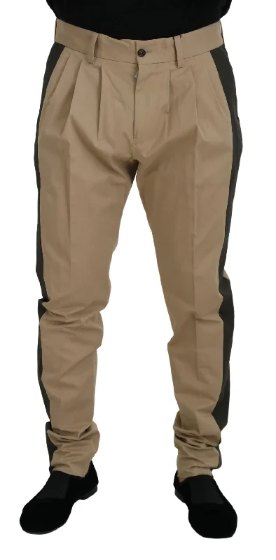 work pants for women -Dolce & Gabbana Elegant Bi-Color Cotton Stretch Men's Pants