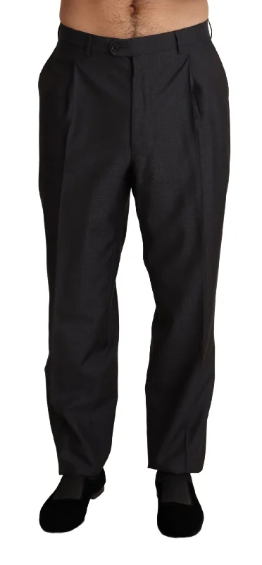 relaxed fit pants for men -Dolce & Gabbana Elegant  Skinny Dress Men's Trousers