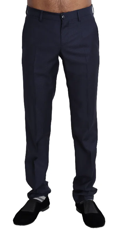 men's sweatpants with pockets -Dolce & Gabbana Elegant Slim Fit Wool Blend Dress Men's Pants