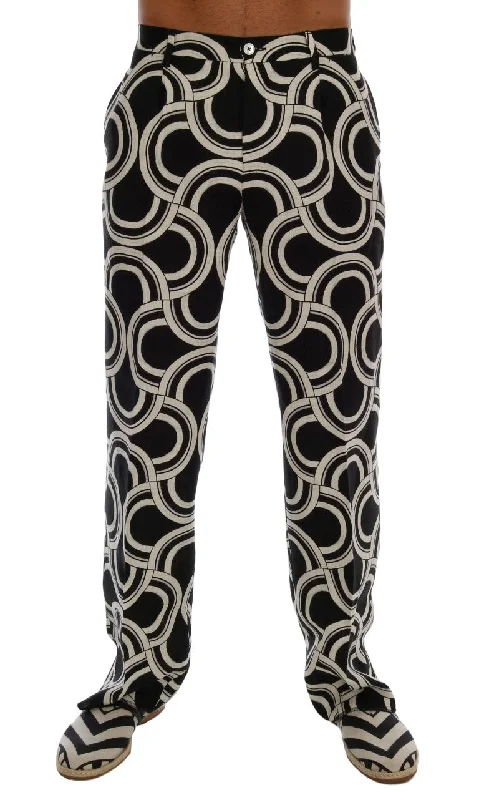 stylish pants for weekend wear -Dolce & Gabbana Sleek Patterned Slim-Fit Men's Trousers