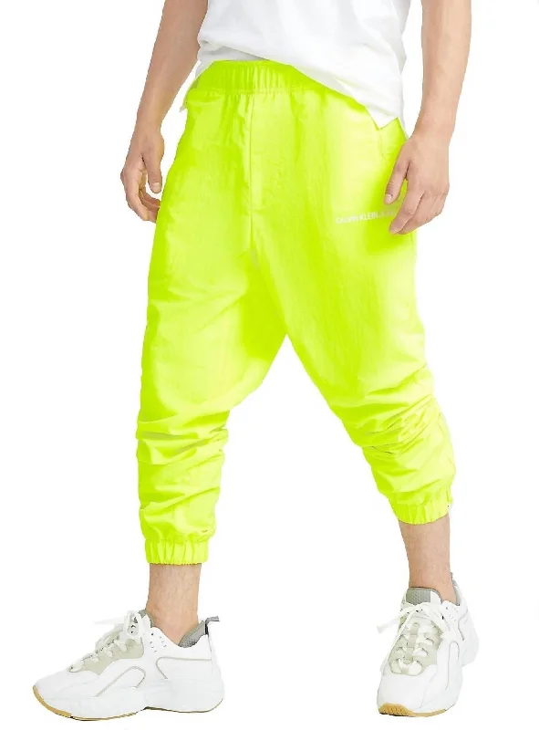 comfortable travel pants for men -Men's Neon Track Pant In Safety Yellow